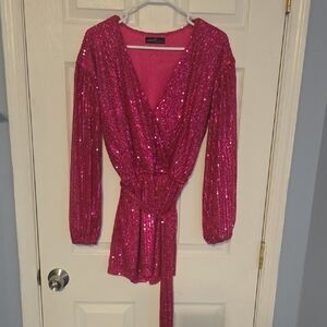 Pink Sequin Mini Dress